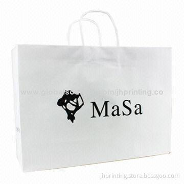 Logo Printed White Kraft Paper Bag, Eco, OEM Order Welcomed